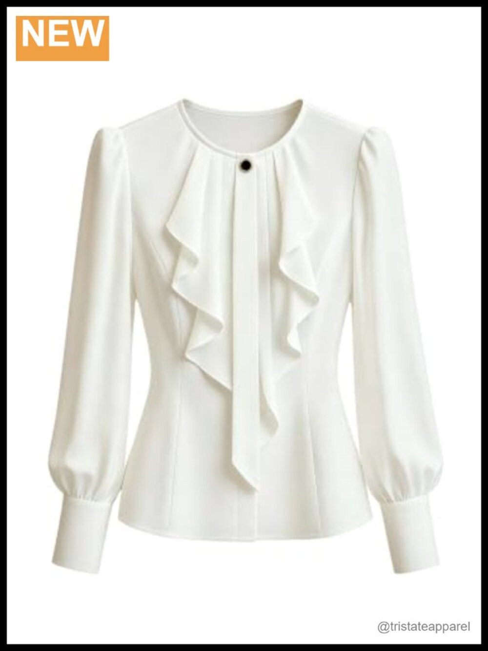Plus Size Ruffle Work Blouse Long Sleeve Dressy Office Button Down